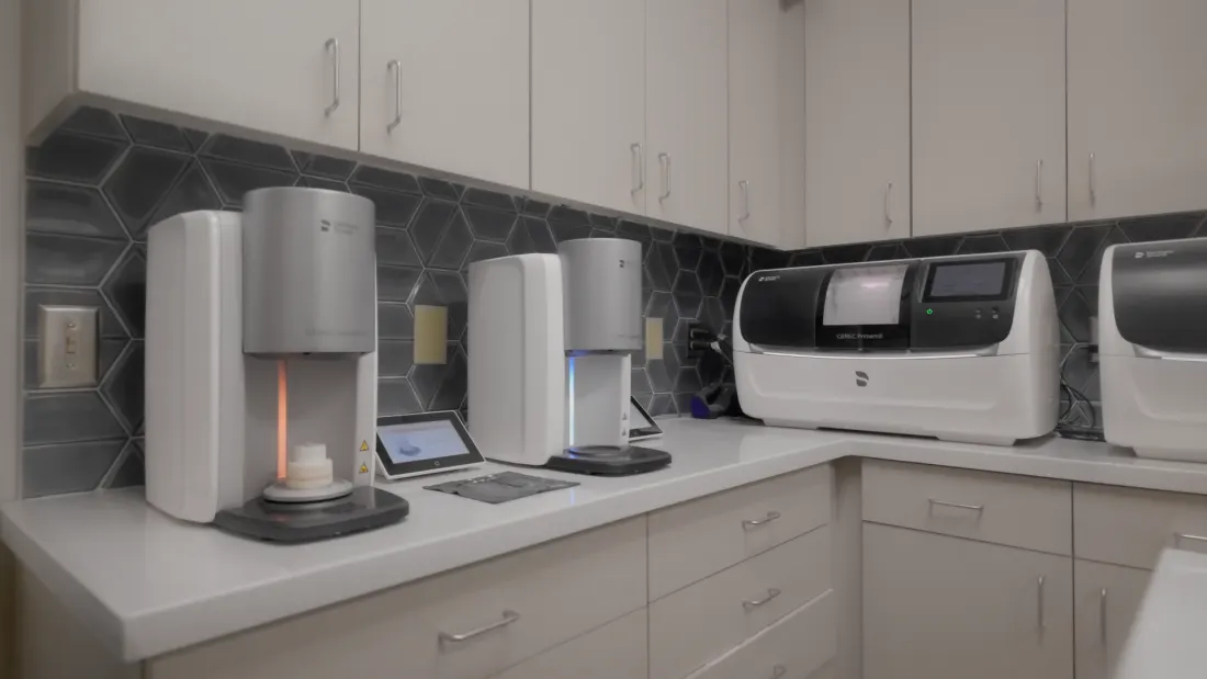 In-house milling center in our digital dental lab